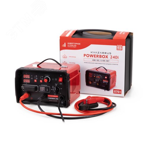 Инверторное пуско-зарядное устройство PowerBox 240i, таймер, пластиковый кейс